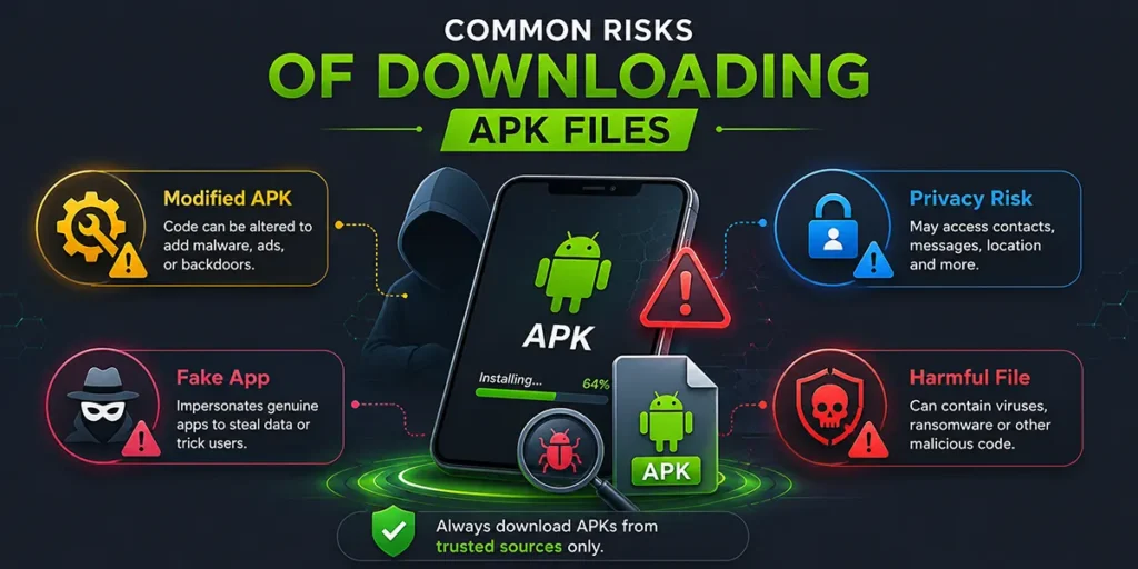 Common APK download risks infographic