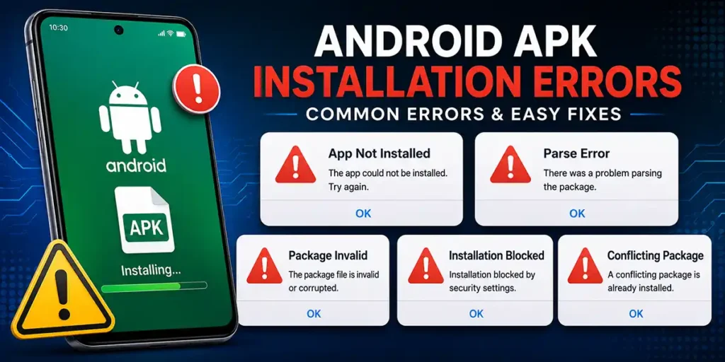 Common APK installation error messages on Android