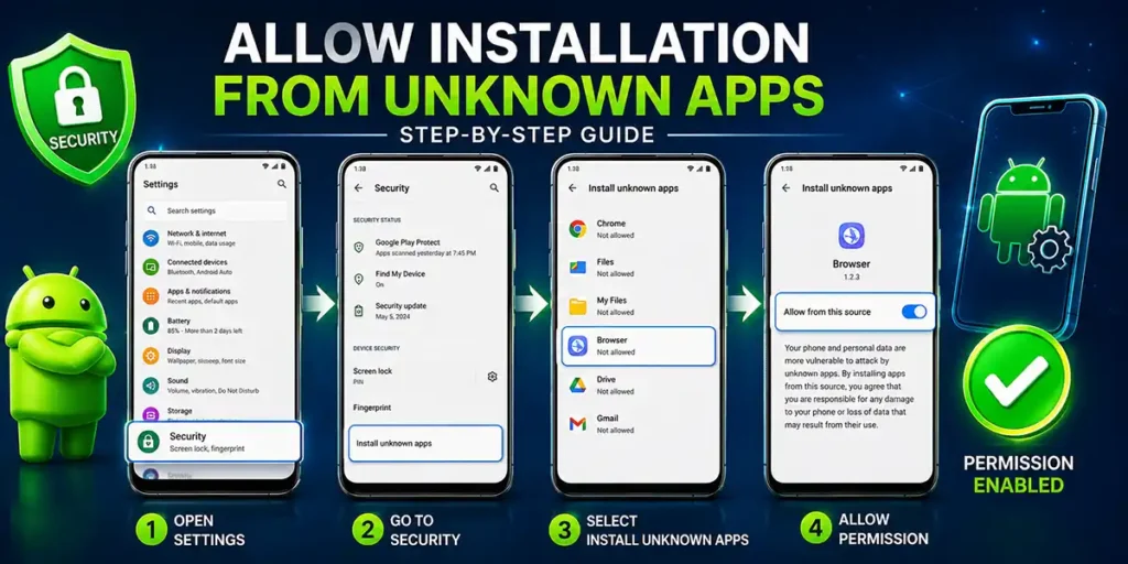 Enable unknown sources permission on Android settings