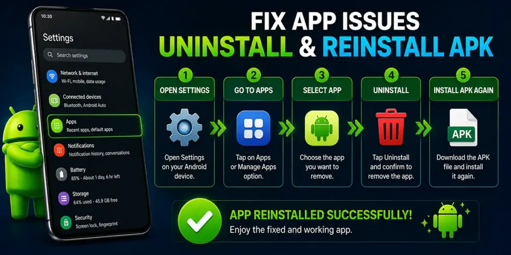 Remove previous app versions to fix APK installation errors