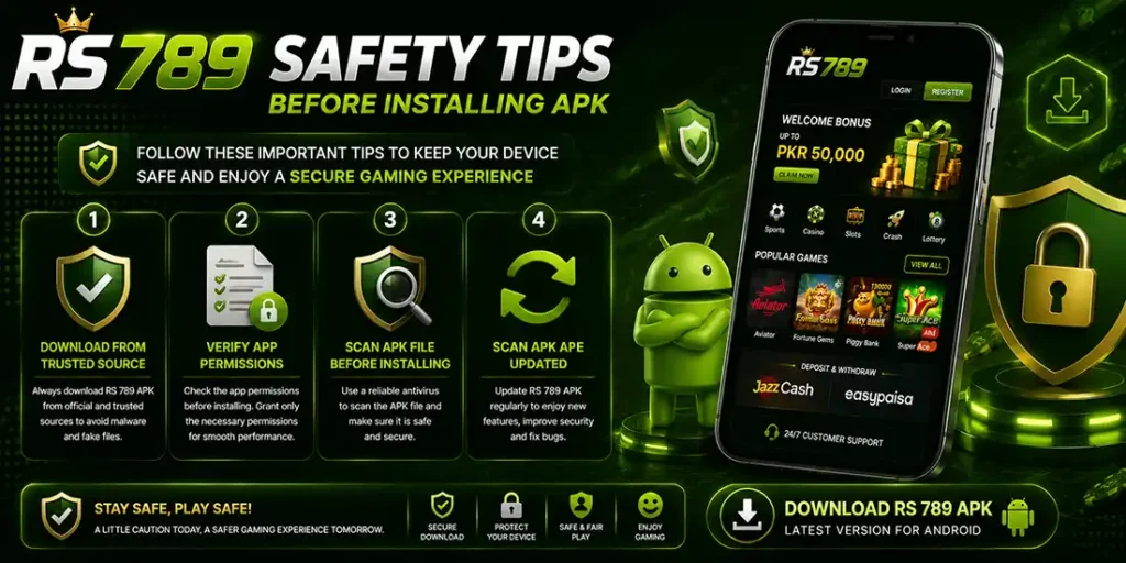 Safety tips before installing RS 789 APK