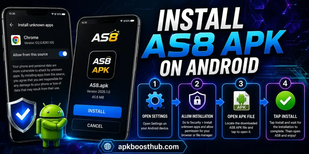 How to install AS8 APK on Android using installation permissions