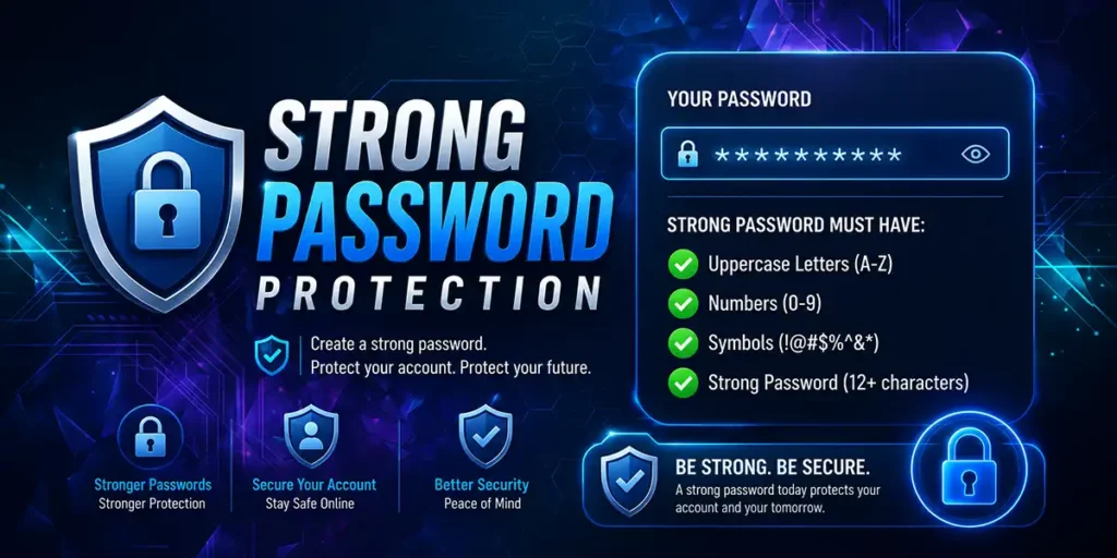 S98 login security illustration showing strong password protection and account safety
