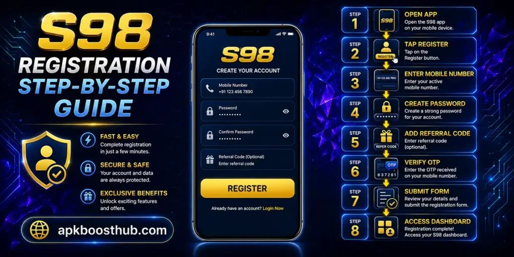 How to register on S98 app step by step registration process